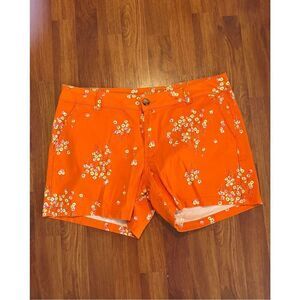 ANA Womens mid-rise Twill Shorts size 12 Vibrant Orange.